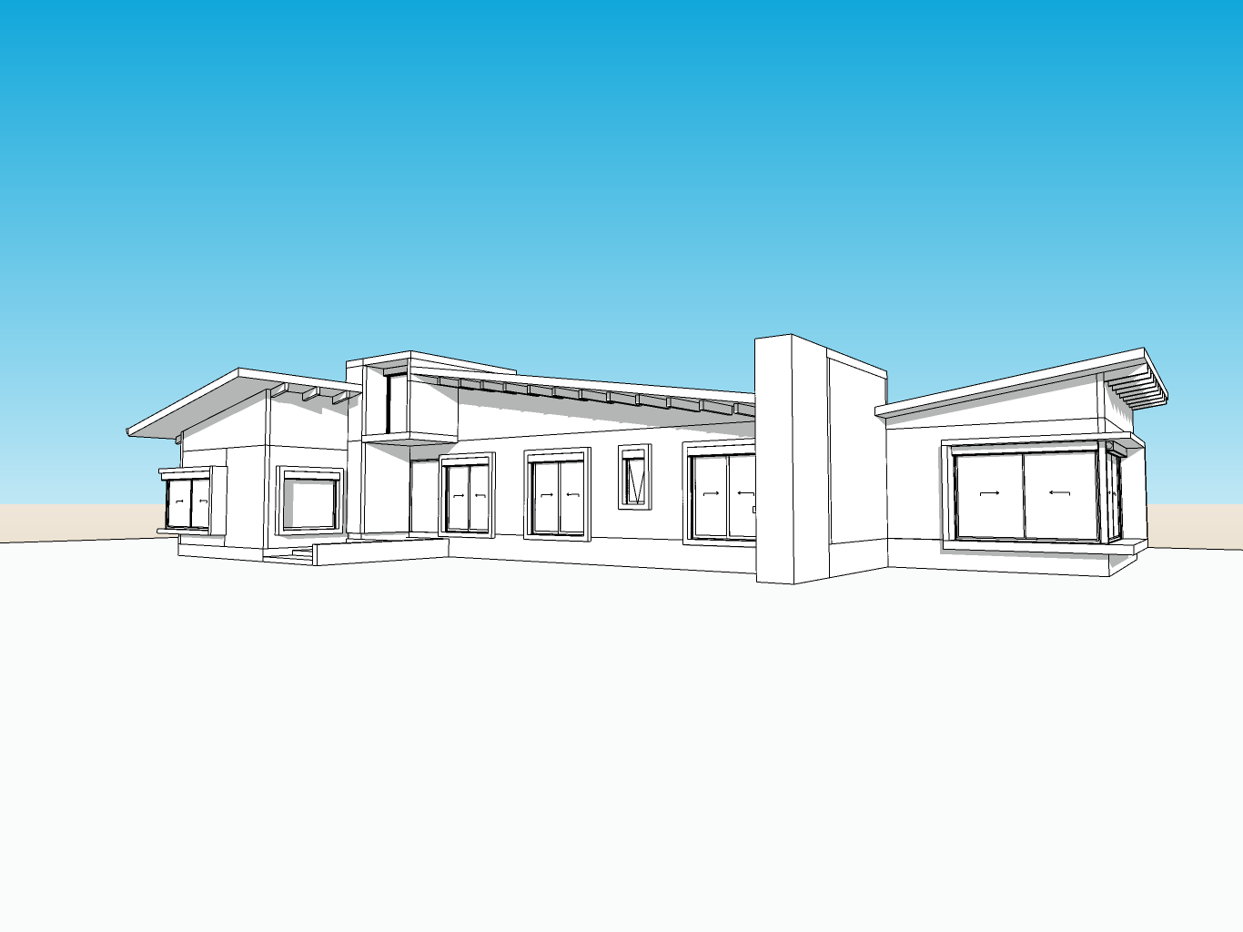 Modelo do SketchUp e uma imagem do projeto Casa Mostazal