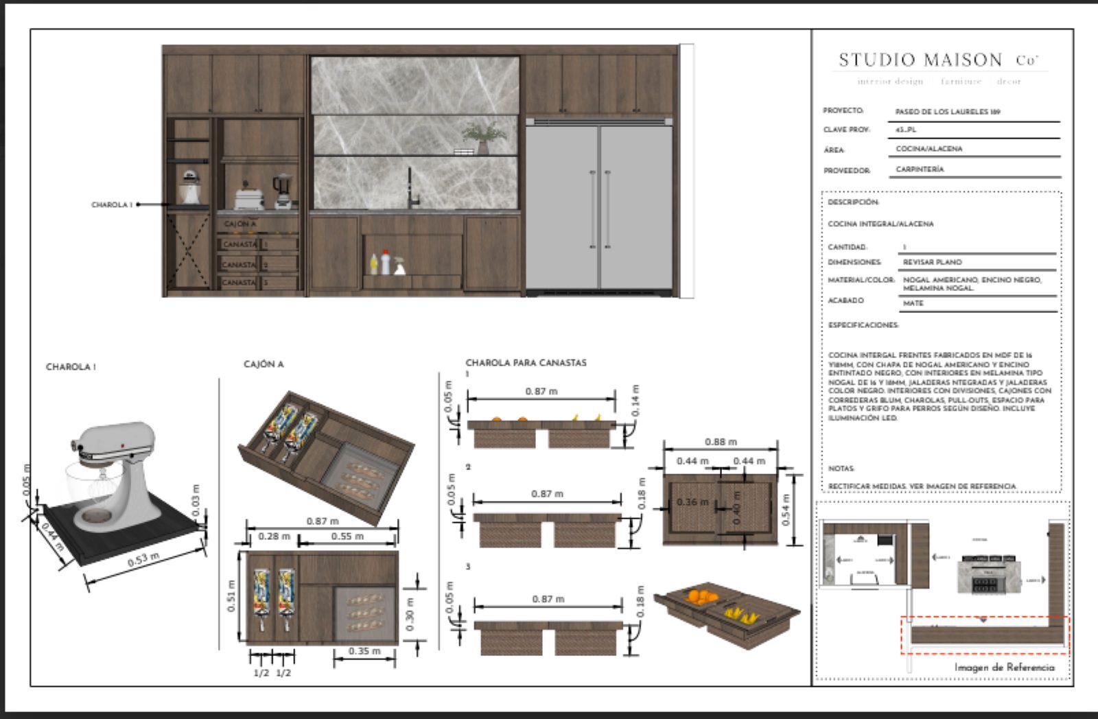 Modelo do SketchUp, fotografias e documentação de armazenamento integrado personalizado. Imagens de cortesia do Studio Maison & Co.